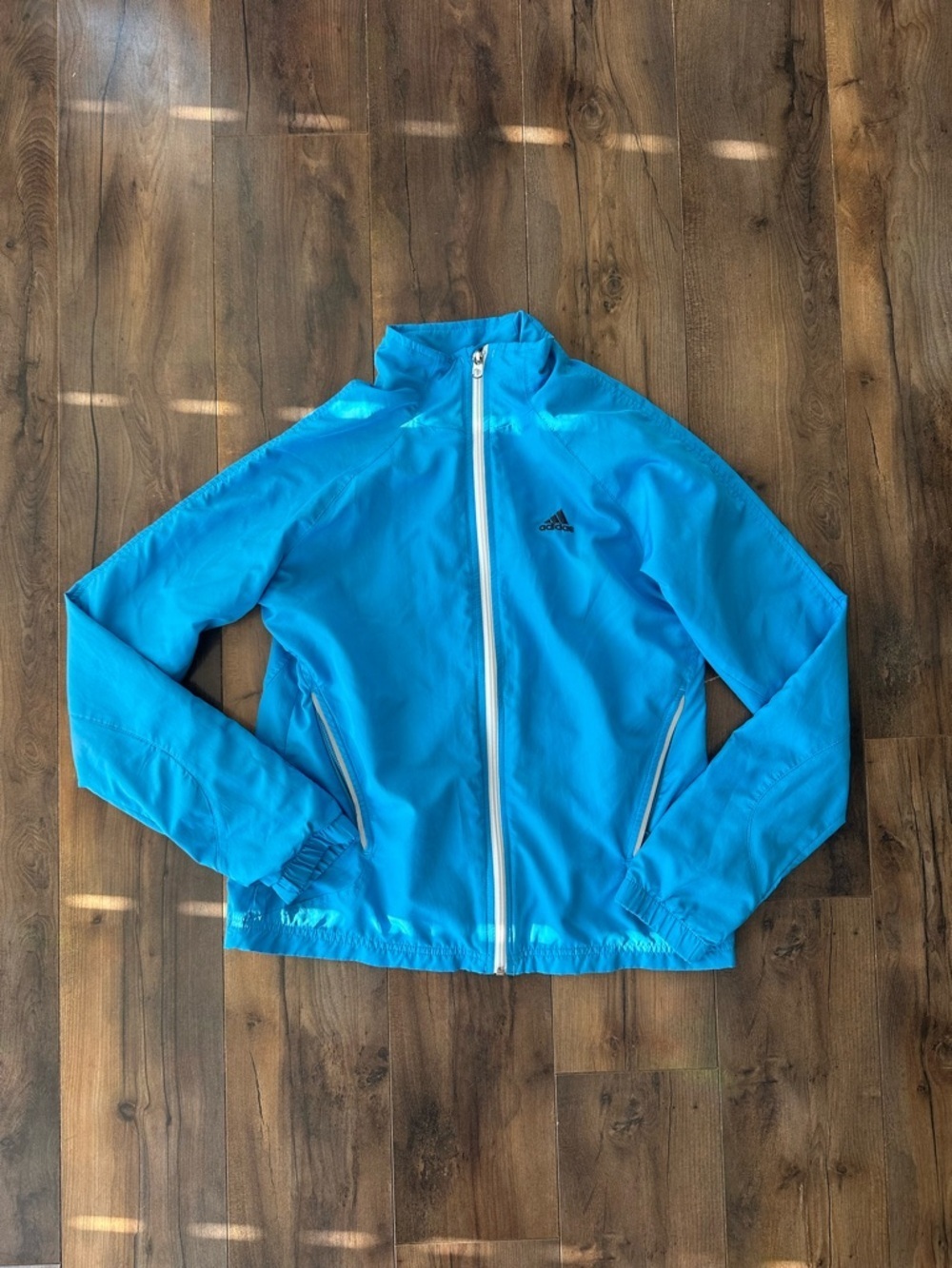 Adidas Blue Windbreaker Jacket Full Zip Lightweight Running M
